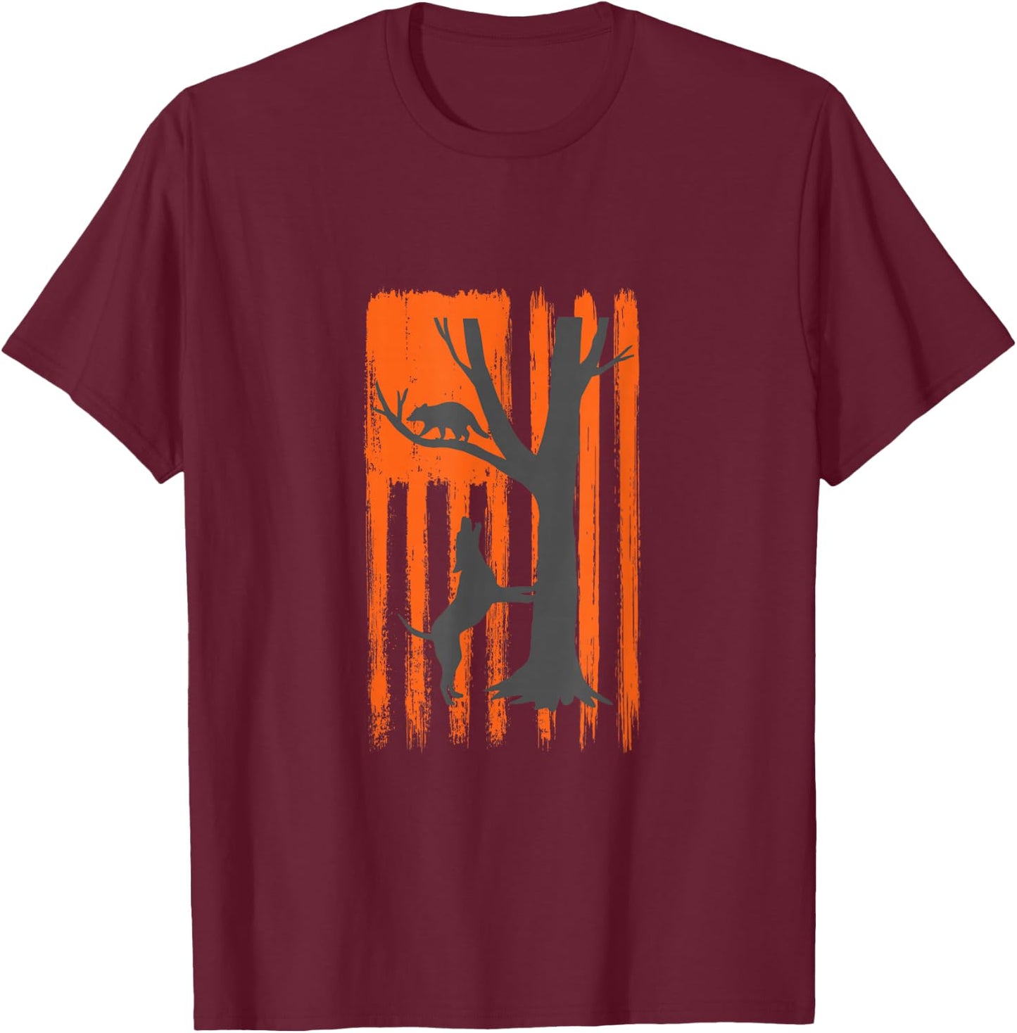 Patriotic Coon Hunting Dogs American Flag T-Shirt - T-Shirt | Maroon