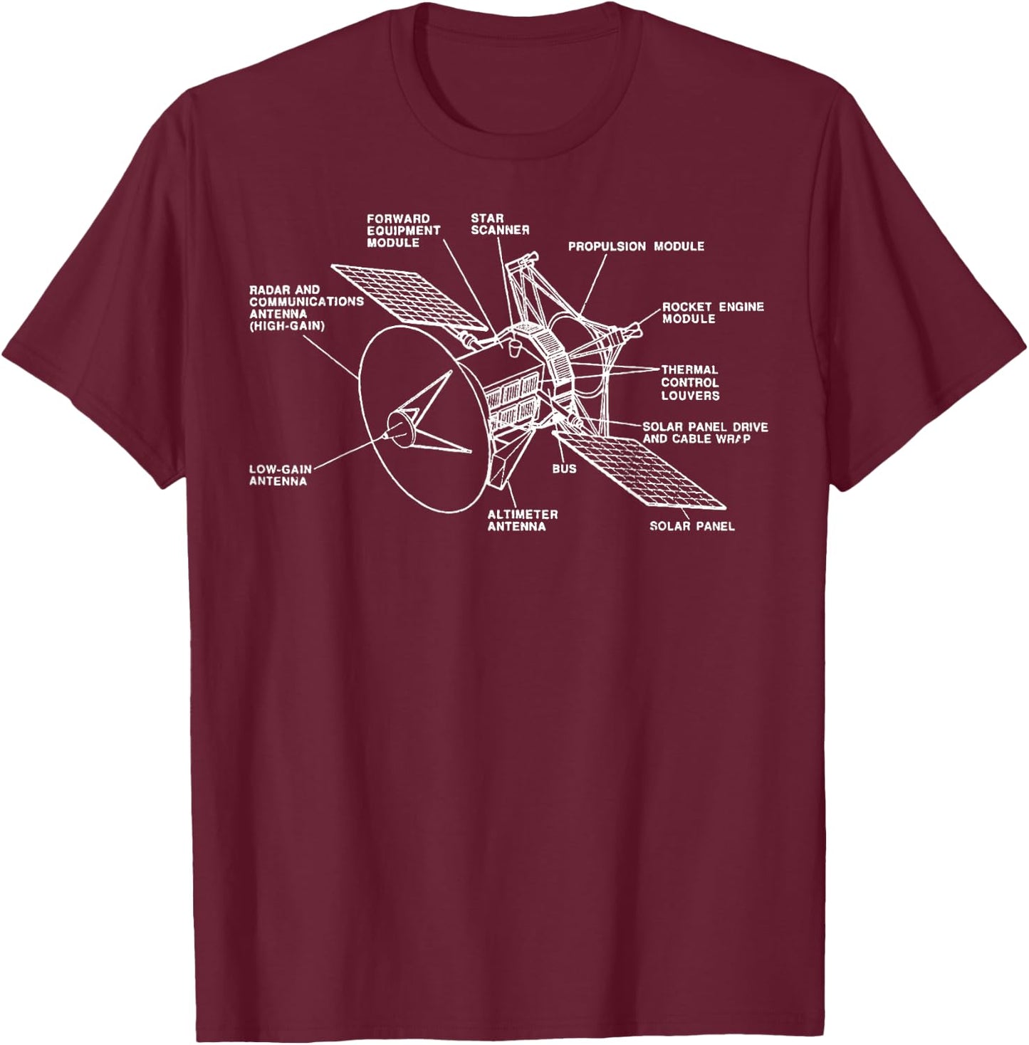 Space Satellite Vintage Retro Diagram Chart Blueprint Gift T-Shirt - T-Shirt | Maroon