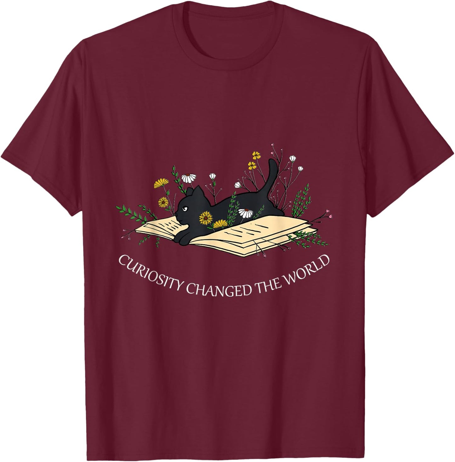 Black Cat Kitten Lover Funny Book Pet Owner Librarian T-Shirt - T-Shirt | Maroon
