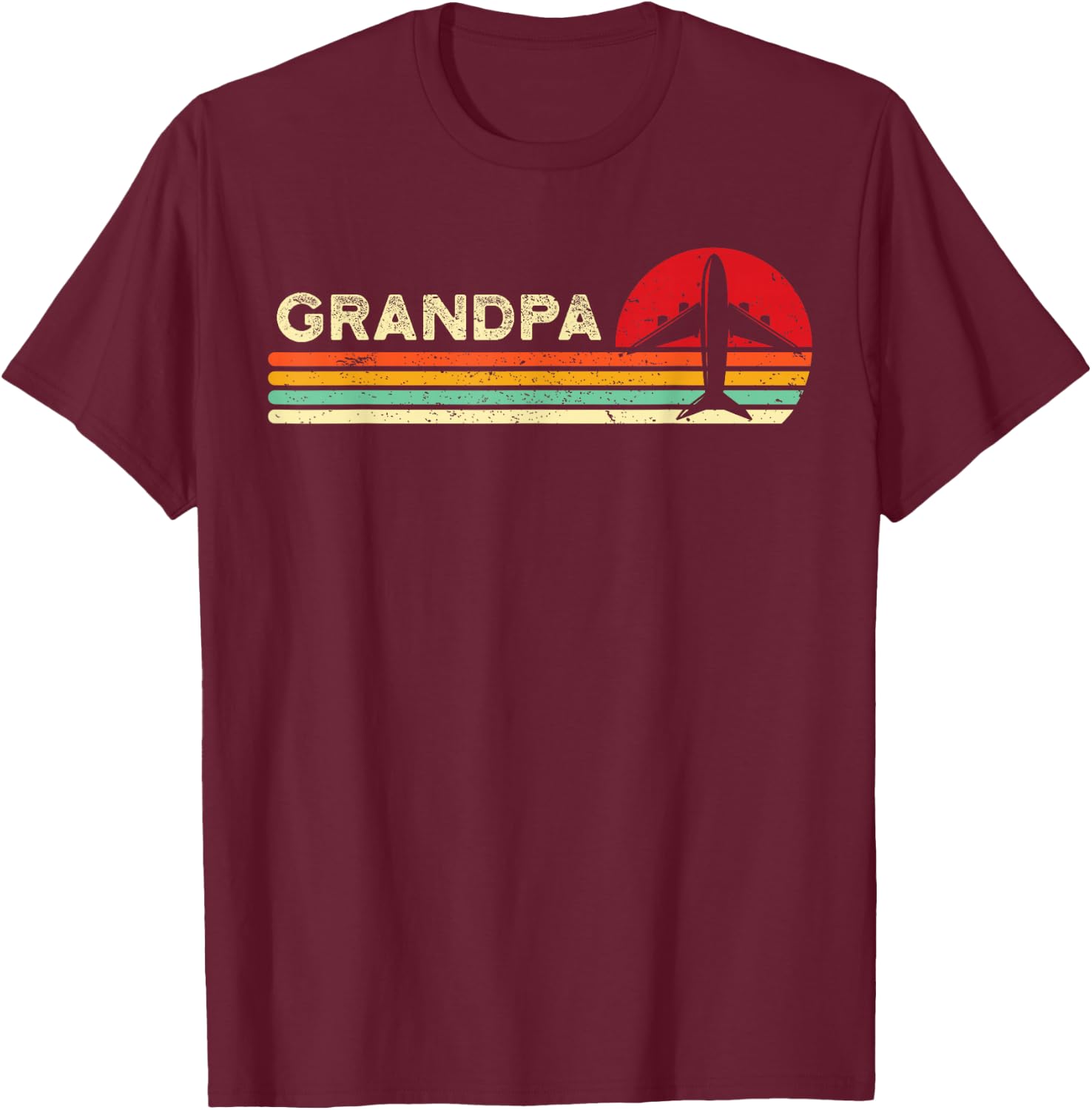 Grandpa Pilot Gifts Grandfather Aviation Airplane Flying T-Shirt - T-Shirt | Maroon