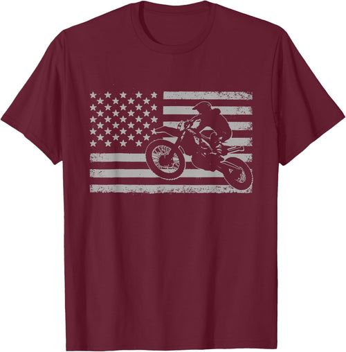 Dirt Bike Rider American Flag Motocross Enduro Men