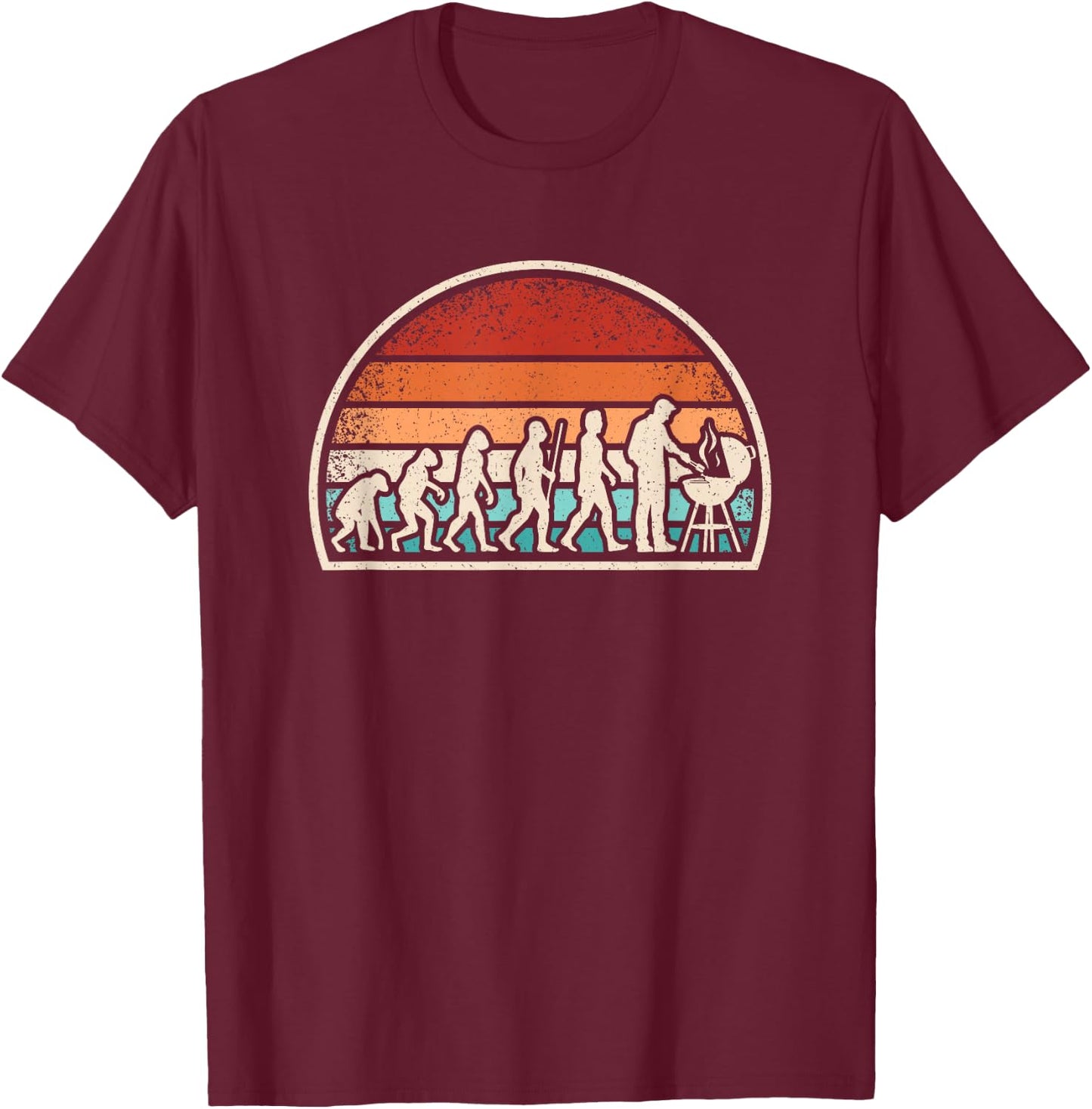 Grilling Evolution Funny BBQ Retro Grill Barbecue Men T-Shirt - T-Shirt | Maroon