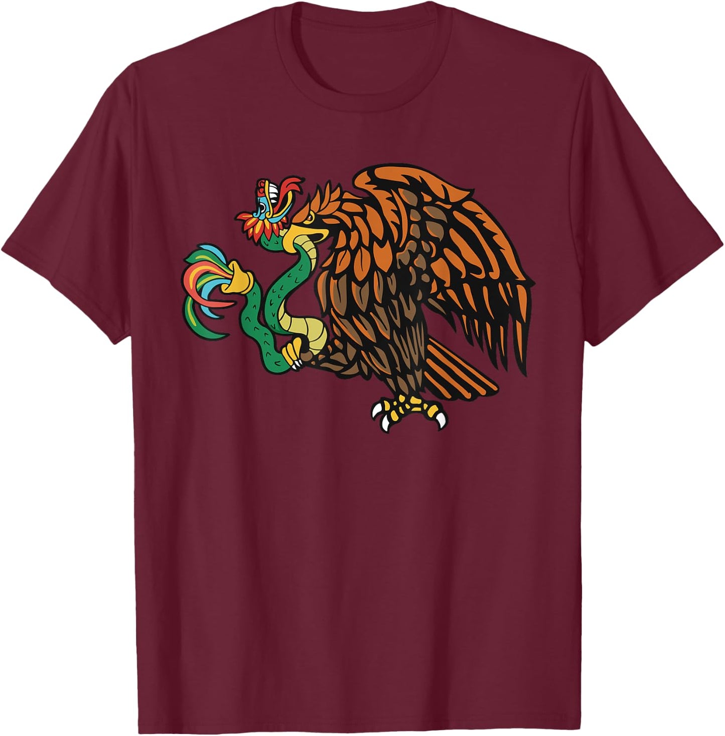 Quetzalcoatl Aztec Feathered Serpent Eagle Mayan Inca Toltec T-Shirt - T-Shirt | Maroon