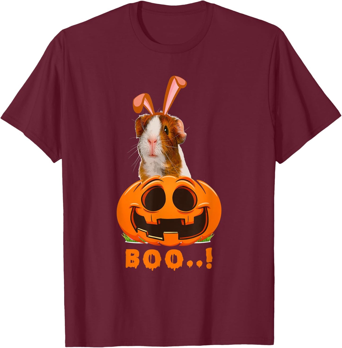 Cute Monster Guinea Pig Lovers Boo Halloween Pumpkin Costume T-Shirt - T-Shirt | Maroon