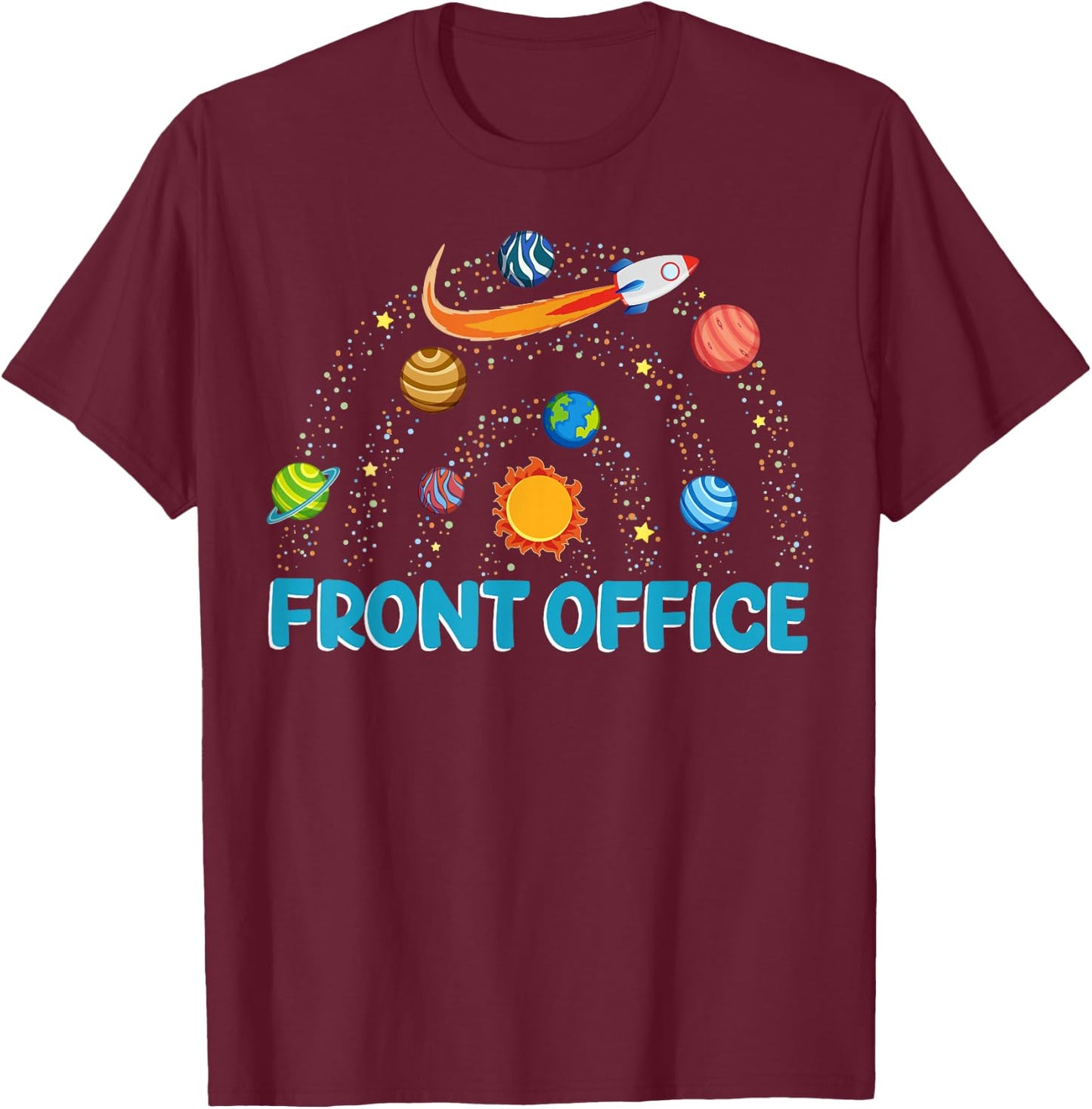 Retro Front Office Outer Space Administrative Assistants T-Shirt - T-Shirt | Maroon