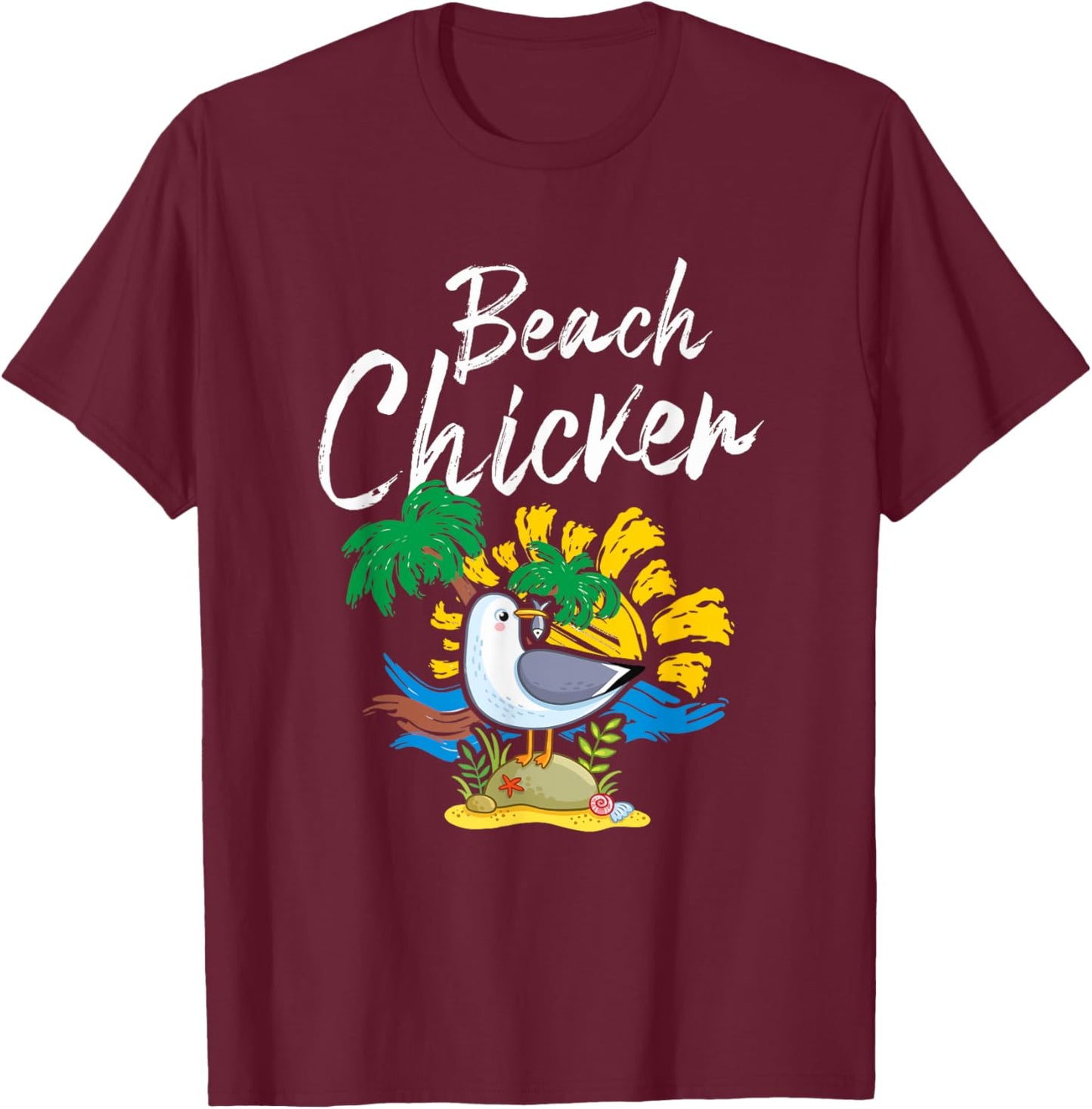 Seagull Beach Chicken Funny Animal Lover Men Women Kids T-Shirt - T-Shirt | Maroon