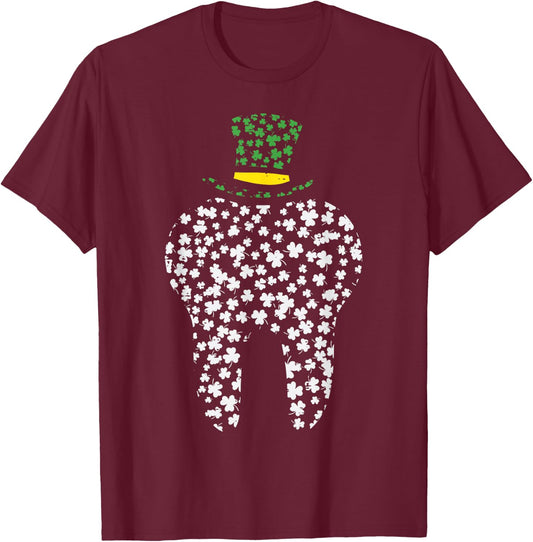 St Patricks Day Dentist Tooth Saint Pattys Dental Women Men T-Shirt - T-Shirt | Maroon