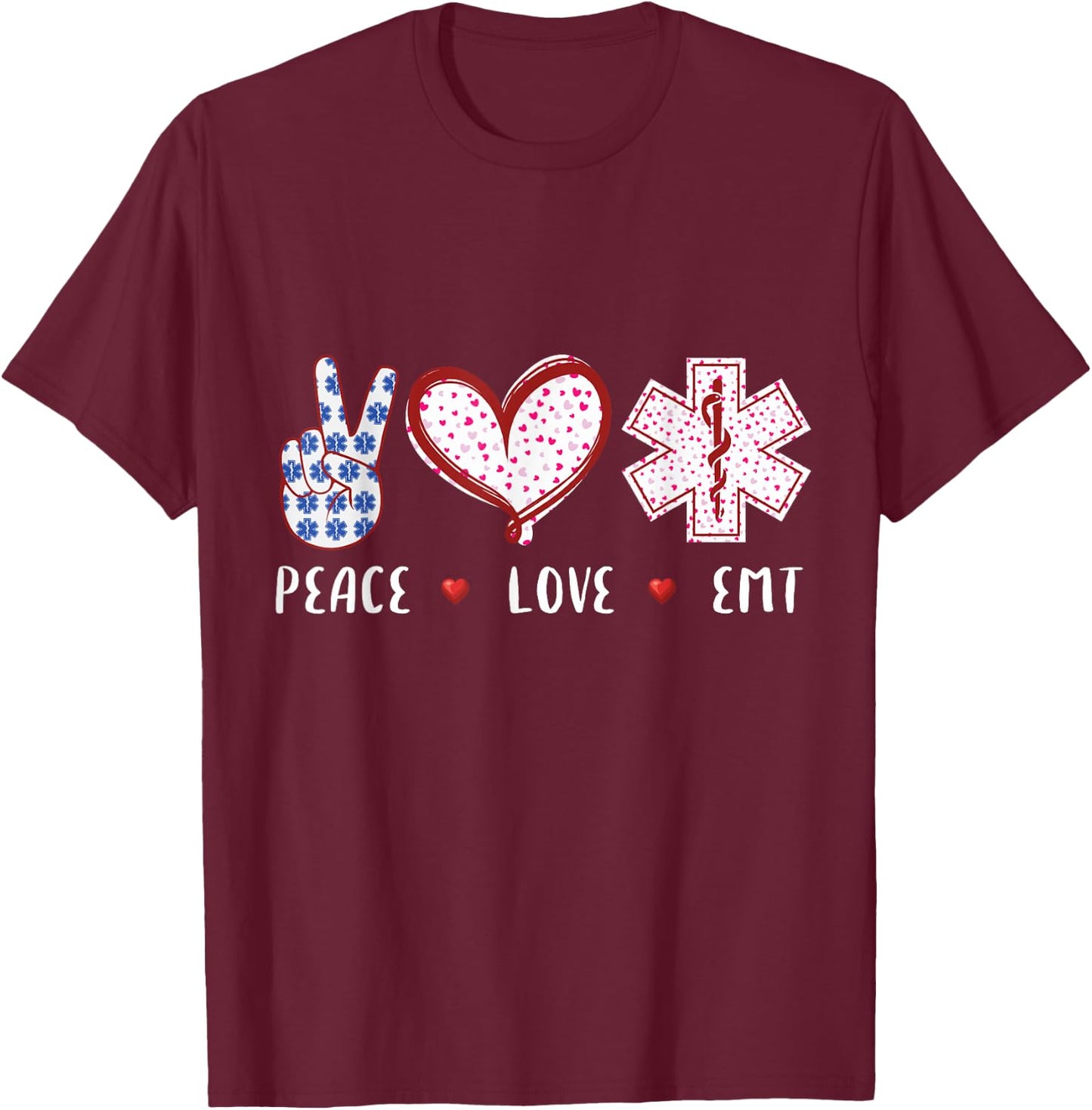 Peace Love EMT medical tech gifts women Future EMT T-Shirt - T-Shirt | Maroon