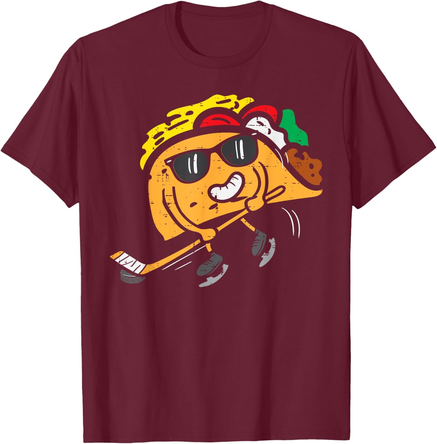 Taco Ice Hockey Cinco De Mayo Mexican Fiesta Boys Men Kids T-Shirt - T-Shirt | Maroon