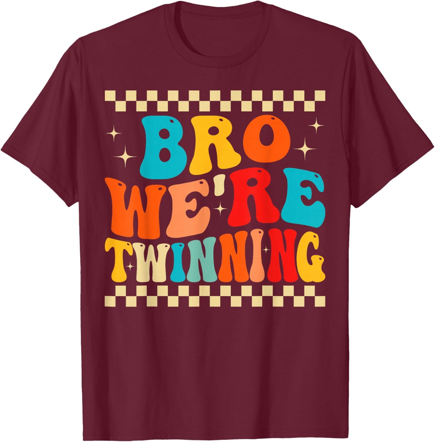 Bro We're Twinning Retro Twin Day Spirit Week Boys Kids T-Shirt - T-Shirt | Maroon