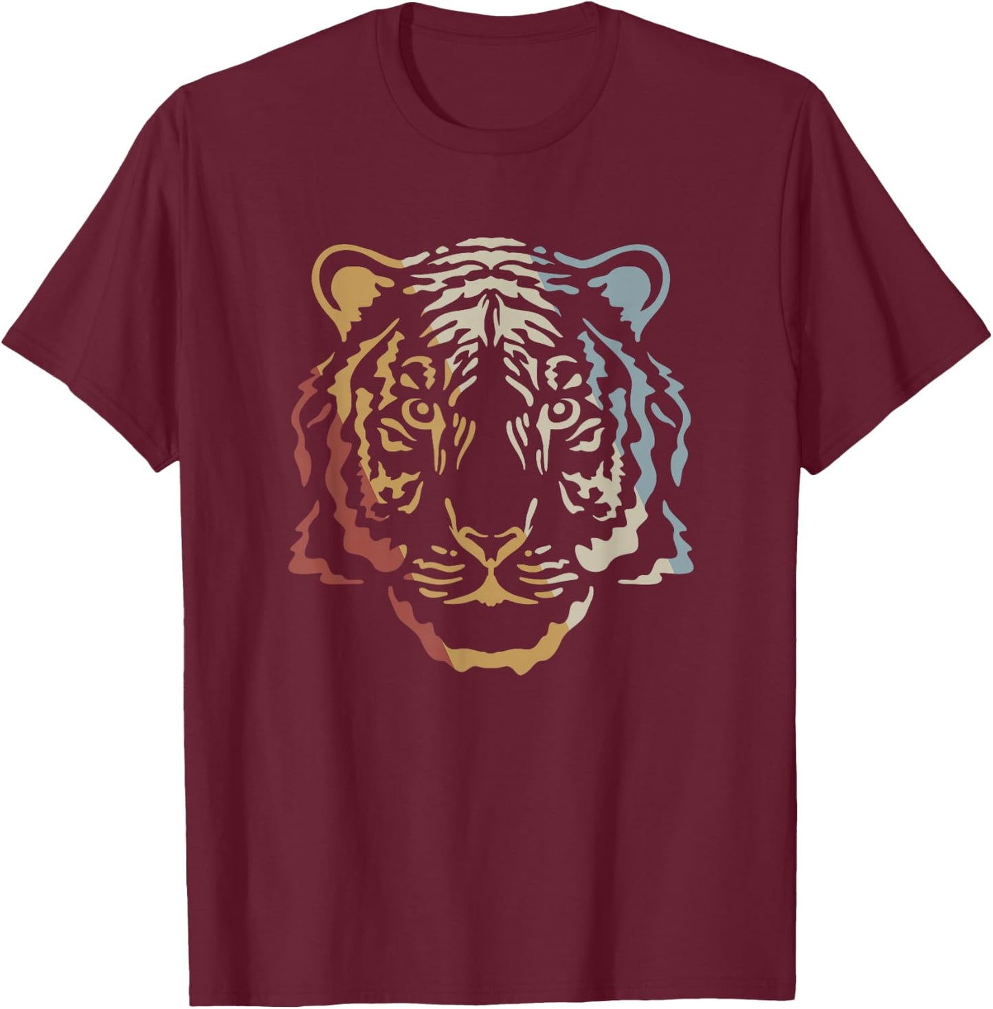 Tiger Retro Style Vintage T-Shirt - T-Shirt | Maroon