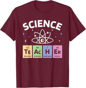 Periodic Table Science Teacher, Chemical Element Symbol T-Shirt - T-Shirt | Maroon