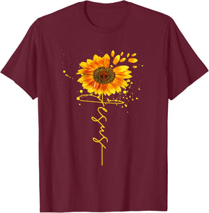 Jesus Sunflower Spiritual Christian Faith Religious Mom T-Shirt - T-Shirt | Maroon