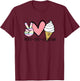 Peace Love Ice Cream Cute for Girls Teens Women Summer T-Shirt - T-Shirt | Maroon