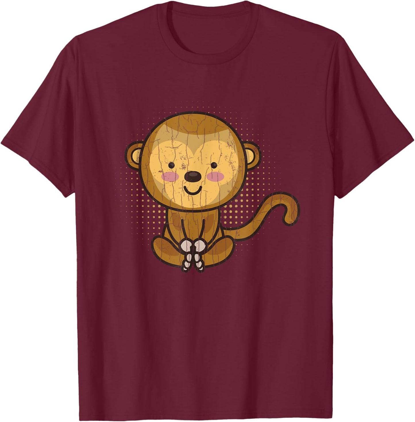 Cute Monkey Funny Monkeys Animal Lover Graphic T-Shirt - T-Shirt | Maroon