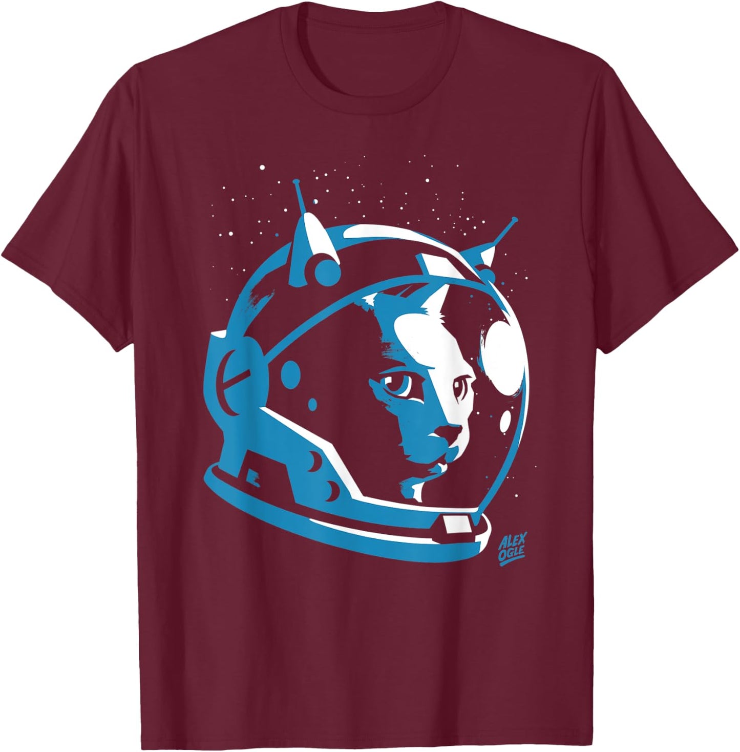 Cat Space Helmet Astronaut Women Kids T-Shirt - T-Shirt | Maroon