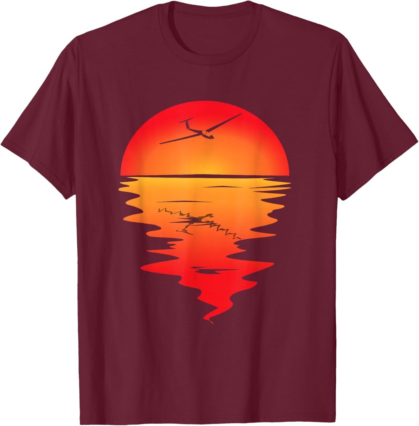 Sailplane Vintage Sunset Gliding Pilot Aviation Airplane T-Shirt - T-Shirt | Maroon
