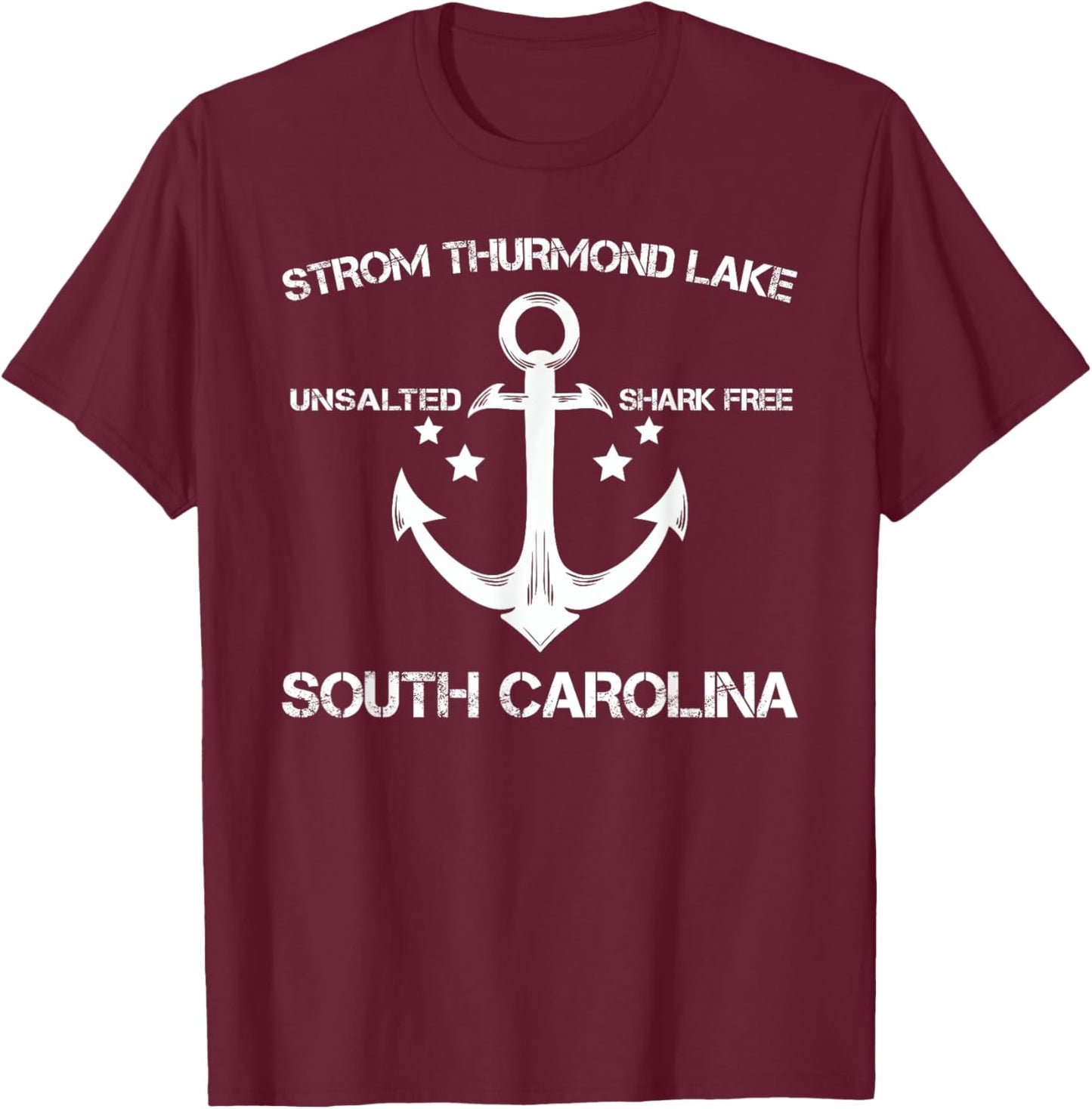 STROM THURMOND LAKE SOUTH CAROLINA Funny Fishing Gift T-Shirt - T-Shirt | Maroon