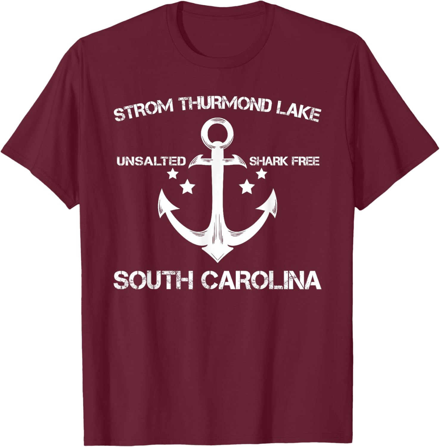 STROM THURMOND LAKE SOUTH CAROLINA Funny Fishing Gift T-Shirt - T-Shirt | Maroon