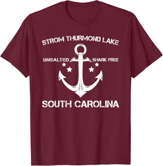 STROM THURMOND LAKE SOUTH CAROLINA Funny Fishing Gift T-Shirt - T-Shirt | Maroon