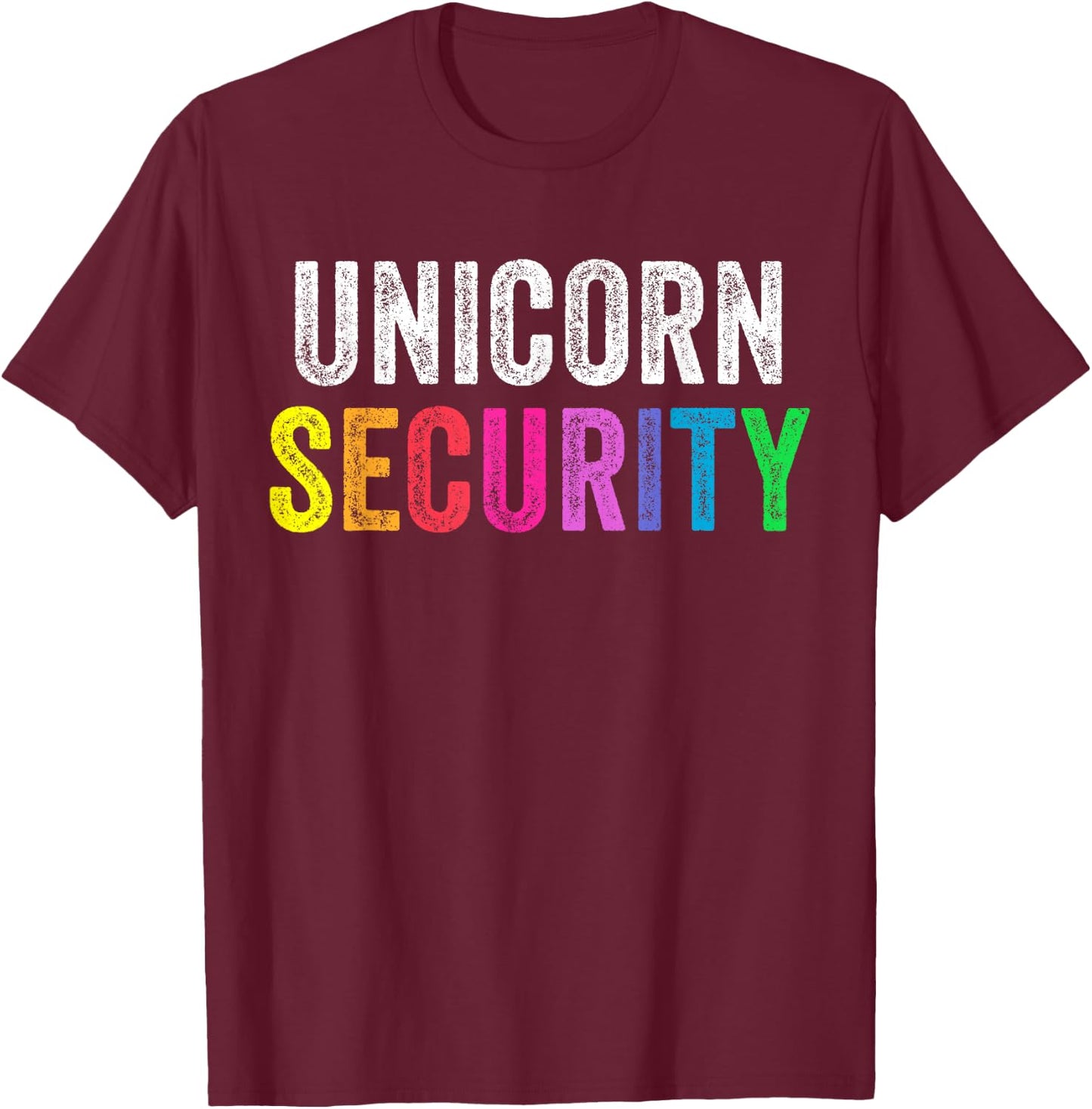 Dad Mom Daughter Adult Costume Unicorn Security T-Shirt - T-Shirt | Maroon