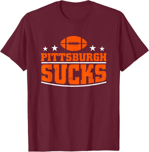 I Hate Pittsburgh Design Men Women Funny Pittsburgh Sucks Football Sarcastic Humor Cincinnati T-Shirt - T-Shirt | Maroon