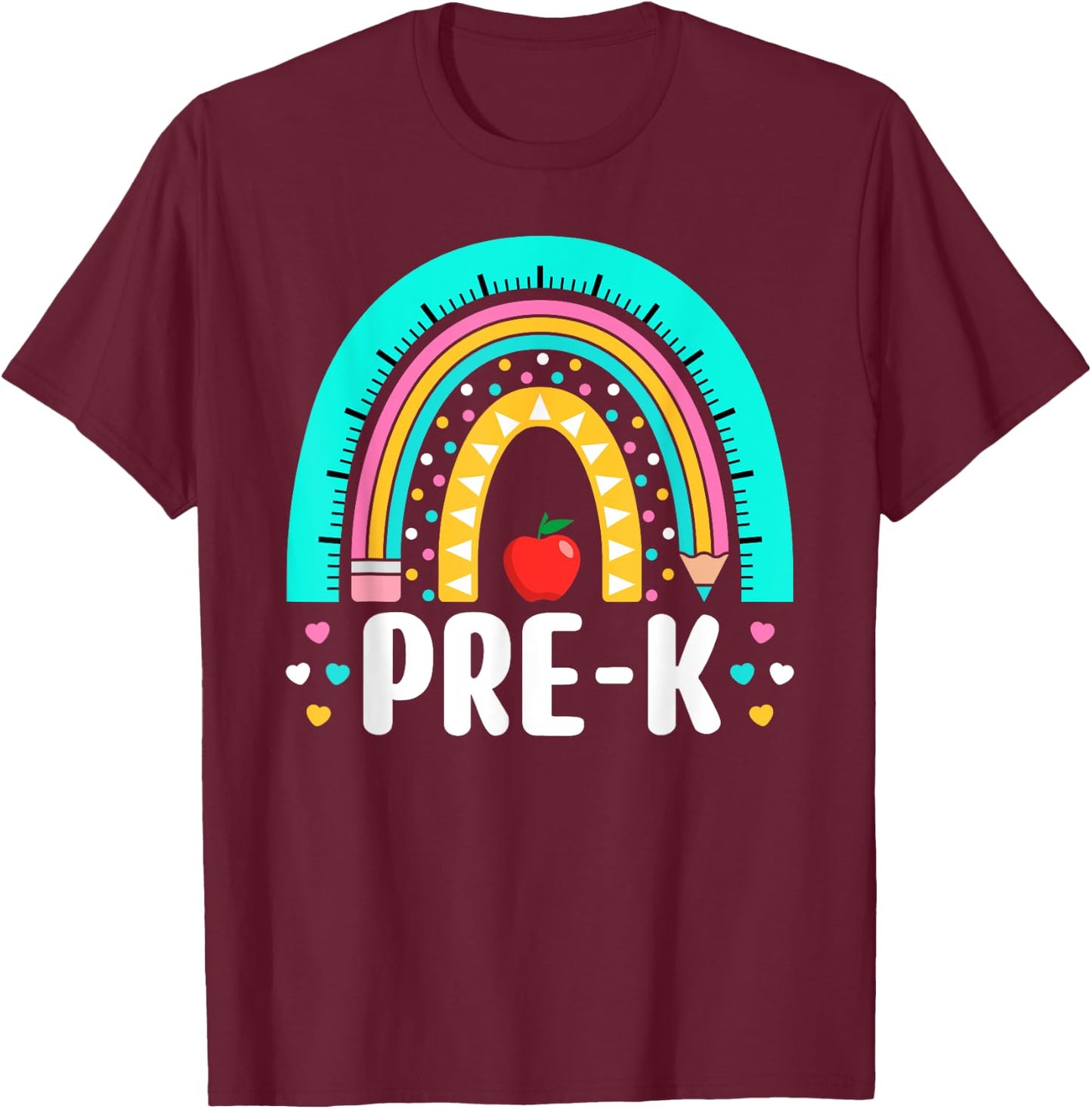 Pre-K Rainbow Teacher Team Pre-K Squad Toddler Girl Boy T-Shirt - T-Shirt | Maroon