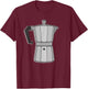 Retro Vintage Old School Espresso Coffee Maker Pot T-Shirt - T-Shirt | Maroon