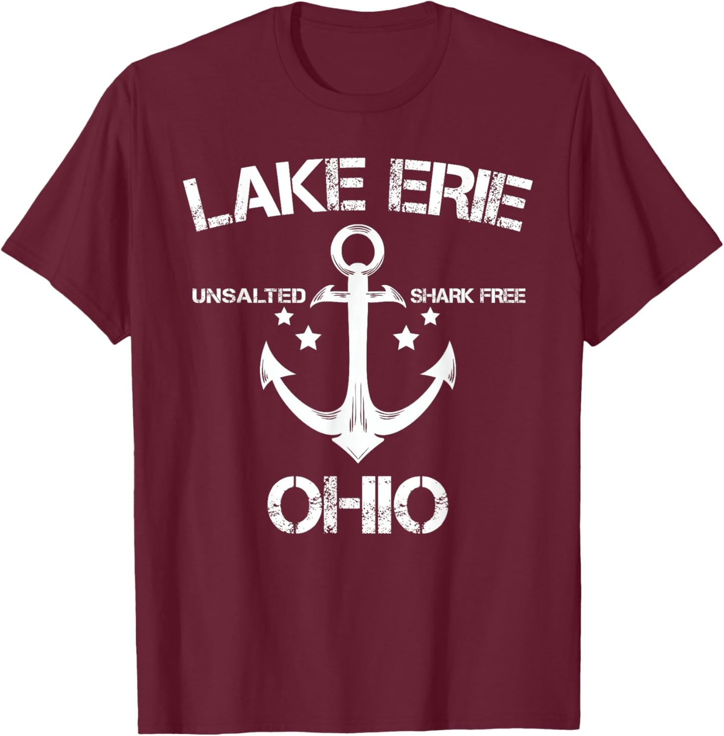 LAKE ERIE OHIO Funny Fishing Camping Summer Gift Men Women Kids T-Shirt - T-Shirt | Maroon