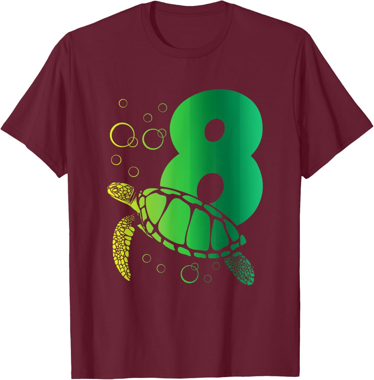 8th Birthday Turtle T-Shirt - T-Shirt | Maroon