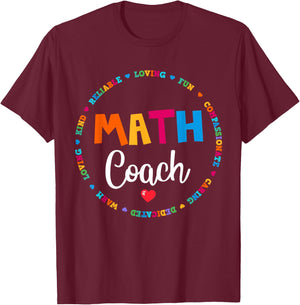 Instructional Math Coach Crew Back to School Matching Group T-Shirt - T-Shirt | Maroon
