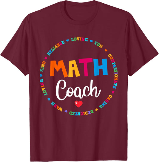 Instructional Math Coach Crew Back to School Matching Group T-Shirt - T-Shirt | Maroon