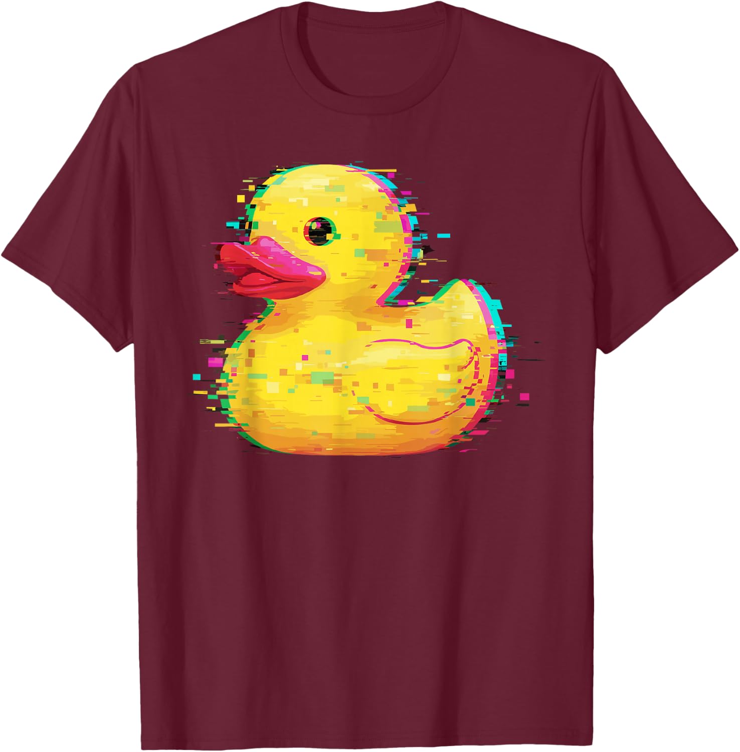 Programmer Glitch Rubber Duck Debugging Coding T-Shirt - T-Shirt | Maroon