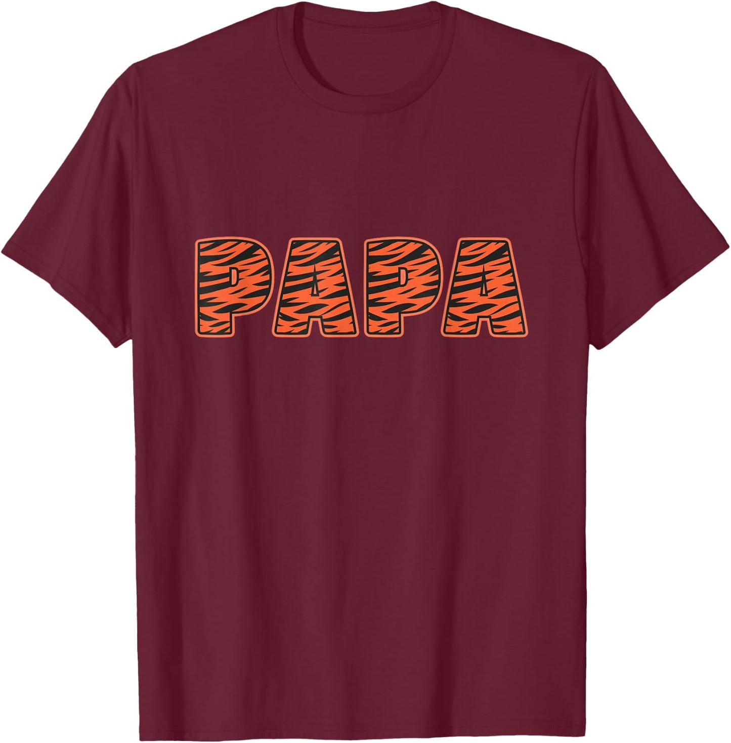 Dad Papa Tiger Pattern T-Shirt - T-Shirt | Maroon