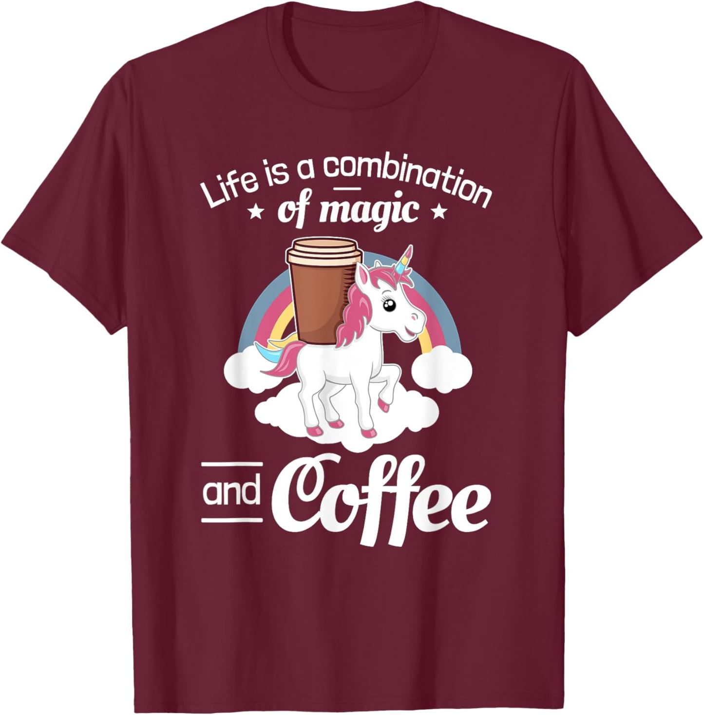 Coffee Unicorn Magic T-Shirt - T-Shirt | Maroon
