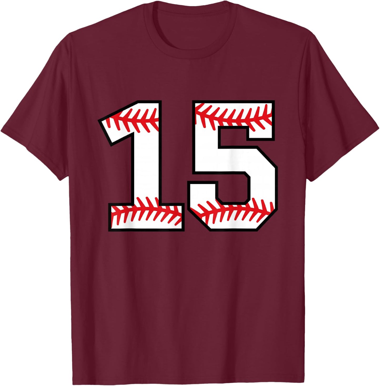 Baseball Number #15 T-Shirt - T-Shirt | Maroon