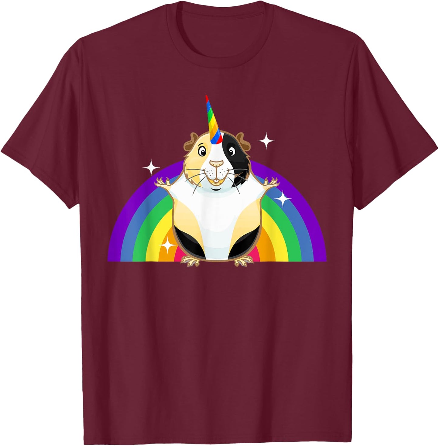 Guinea Pig Unicorn Rainbow T-Shirt - T-Shirt | Maroon