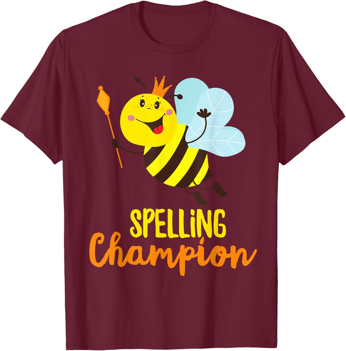 Spelling Champion Cute Bee Winner of Spelling Contest T-Shirt - T-Shirt | Maroon