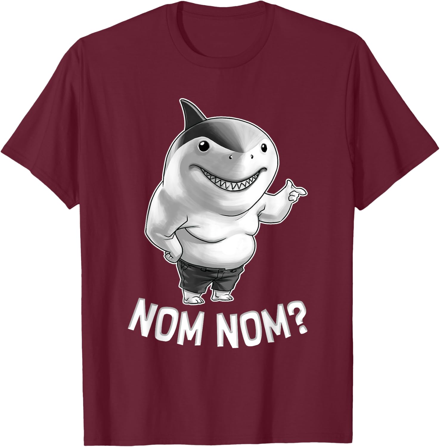 Big Shark In The Squad Nom Nom Funny Movie Character T-Shirt - T-Shirt | Maroon