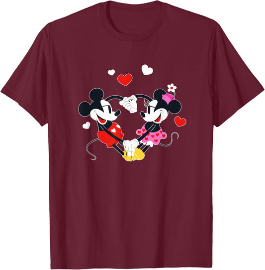 Disney Mickey and Minnie Hearts Valentine’s Day T-Shirt - T-Shirt | Maroon
