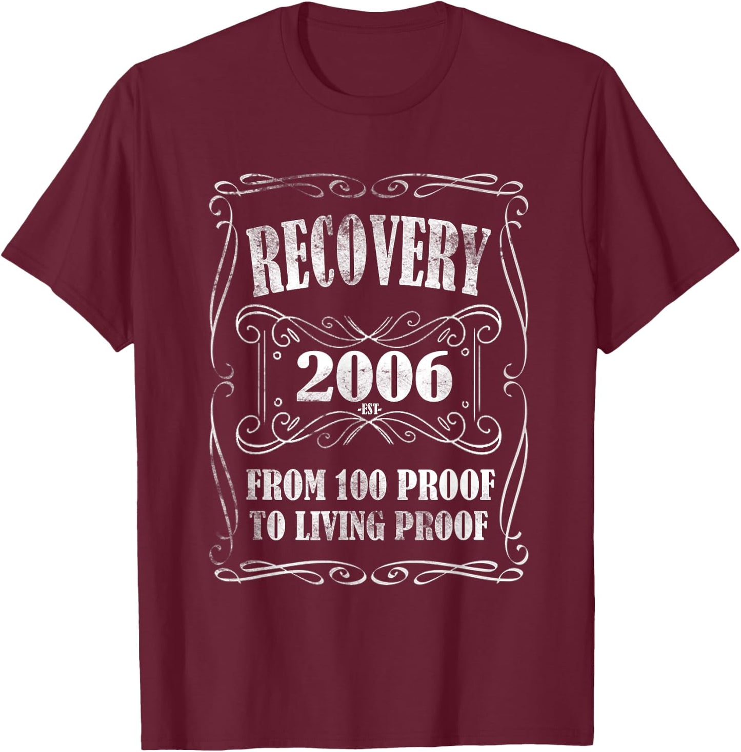 Sober Since 2006 Clean & Sober 19 Years of Sobriety Recovery T-Shirt - T-Shirt | Maroon