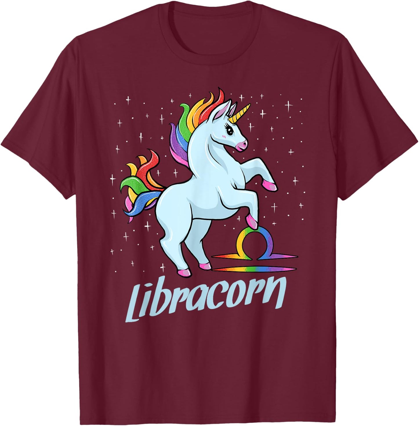 Libracorn The Libra Unicorn Zodiac Sign T-Shirt - T-Shirt | Maroon