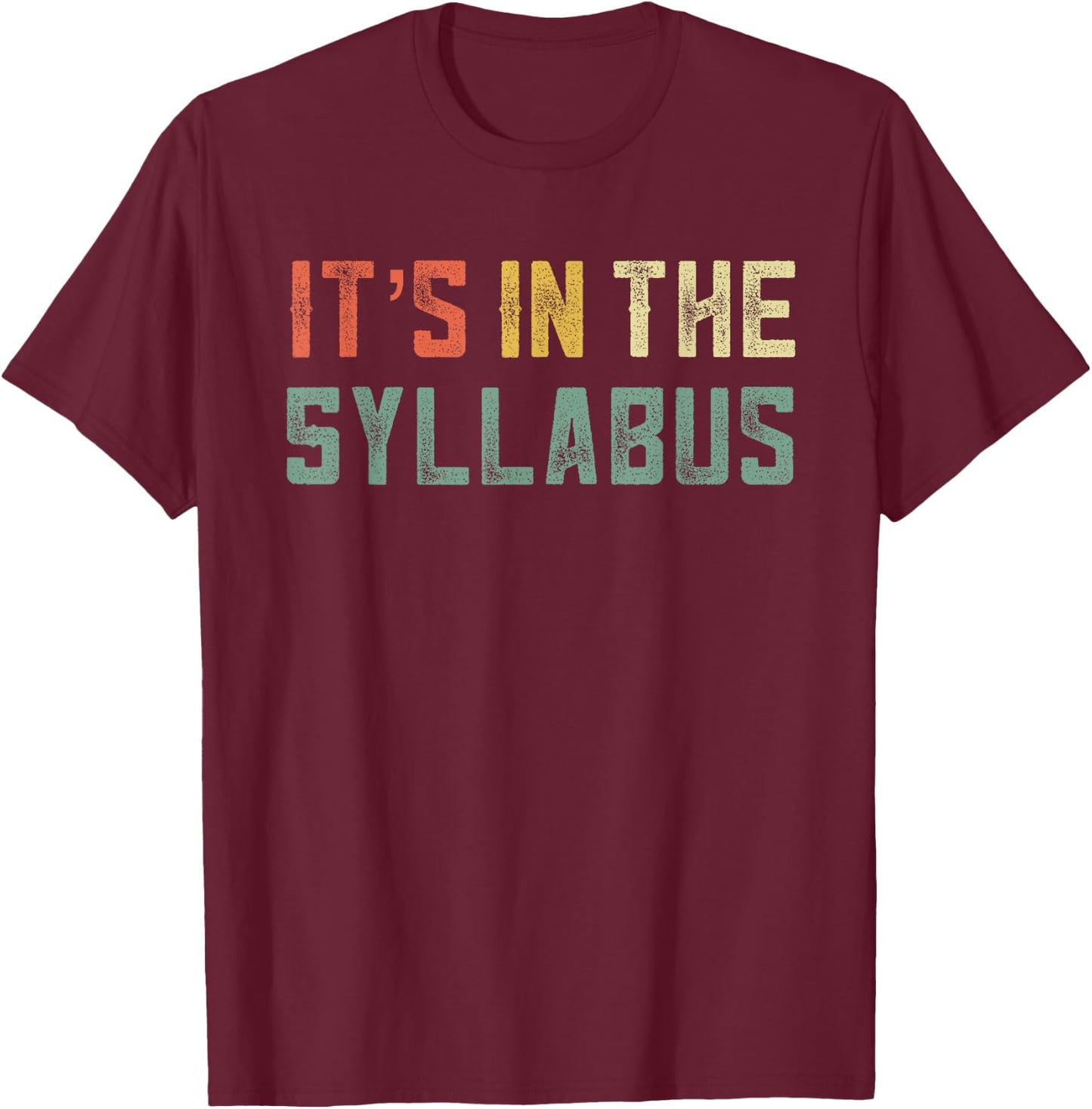 Retro Tenure Professor Its in The Syllabus College Teacher Men Women T-Shirt - T-Shirt | Maroon