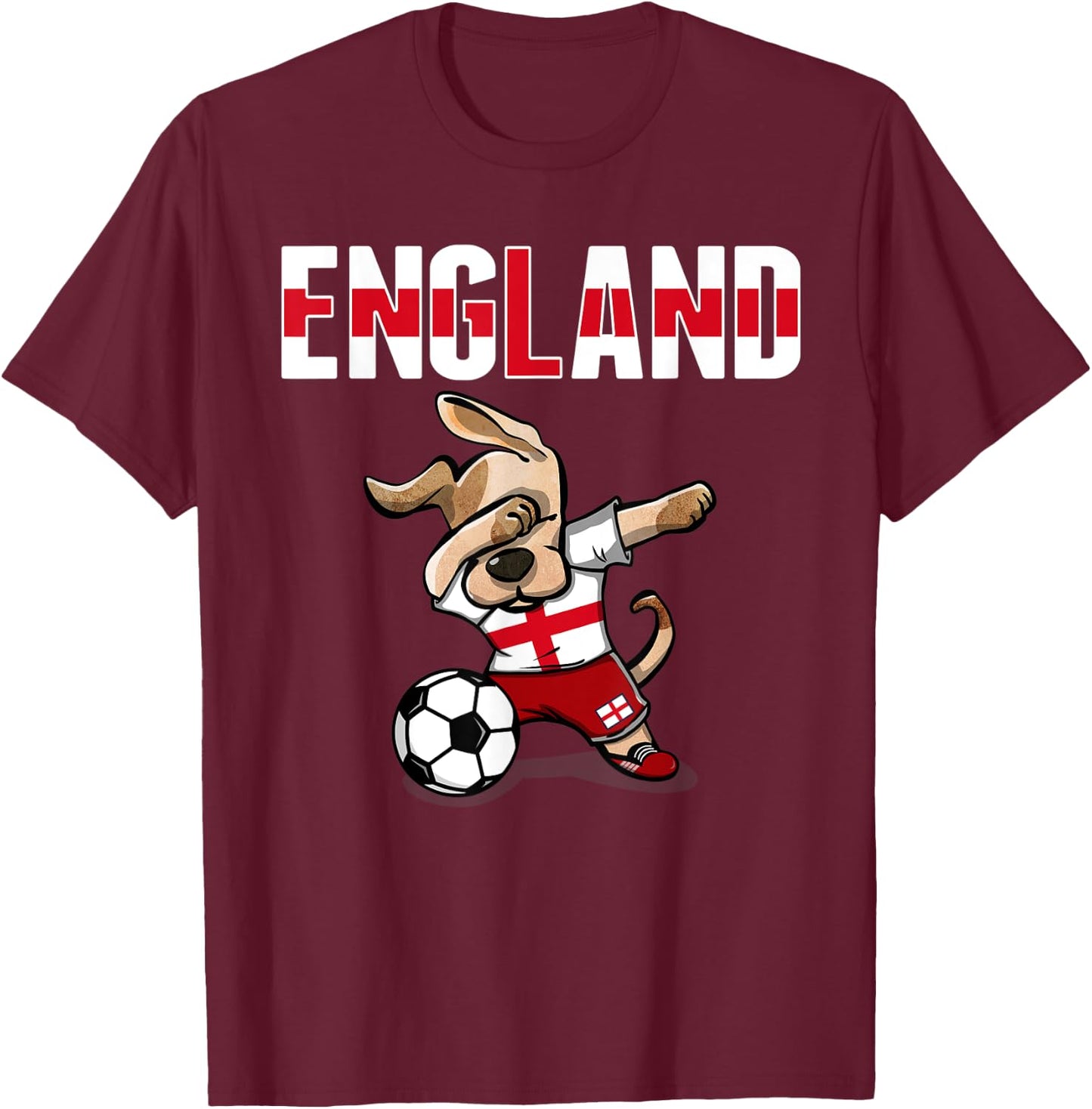 Dabbing Dog England Soccer Fans Jersey English Flag Football Women Kids T-Shirt - T-Shirt | Maroon