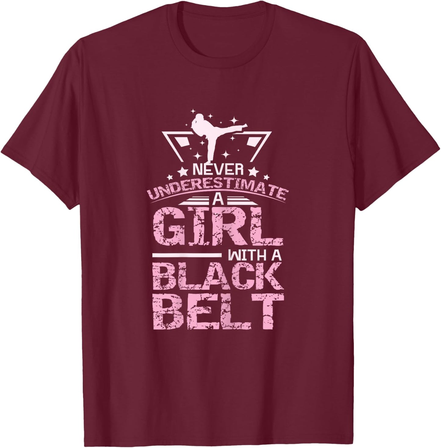 Black Belt Karate Taekwondo Girl T-Shirt - T-Shirt | Maroon