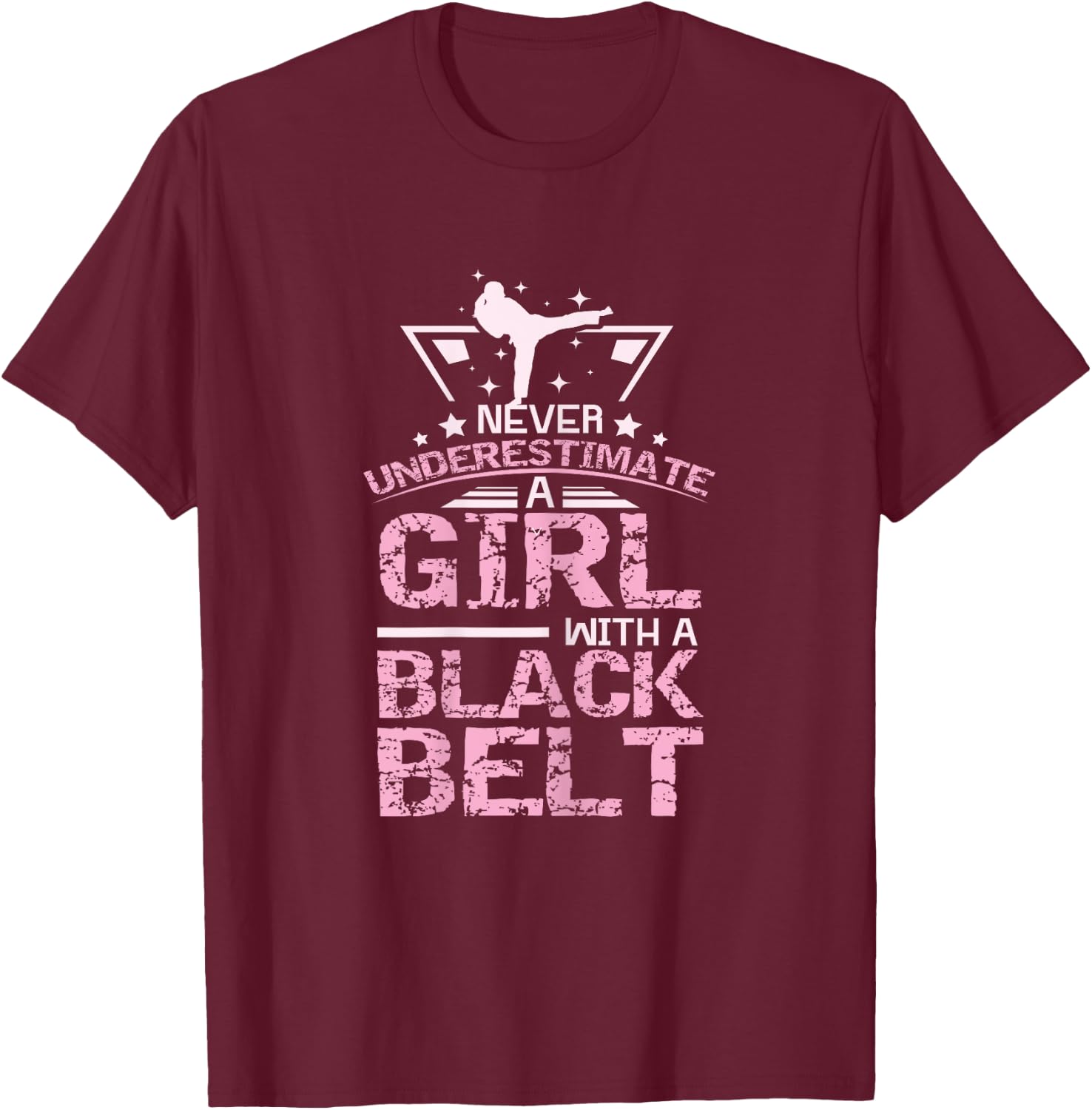 Black Belt Karate Taekwondo Girl T-Shirt - T-Shirt | Maroon