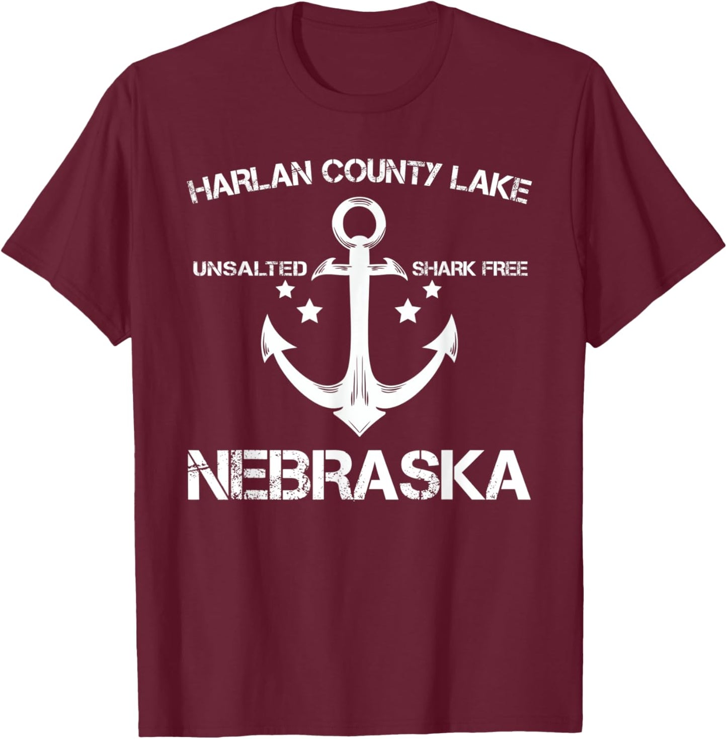 HARLAN COUNTY LAKE NEBRASKA Funny Fishing Camping Gift T-Shirt - T-Shirt | Maroon