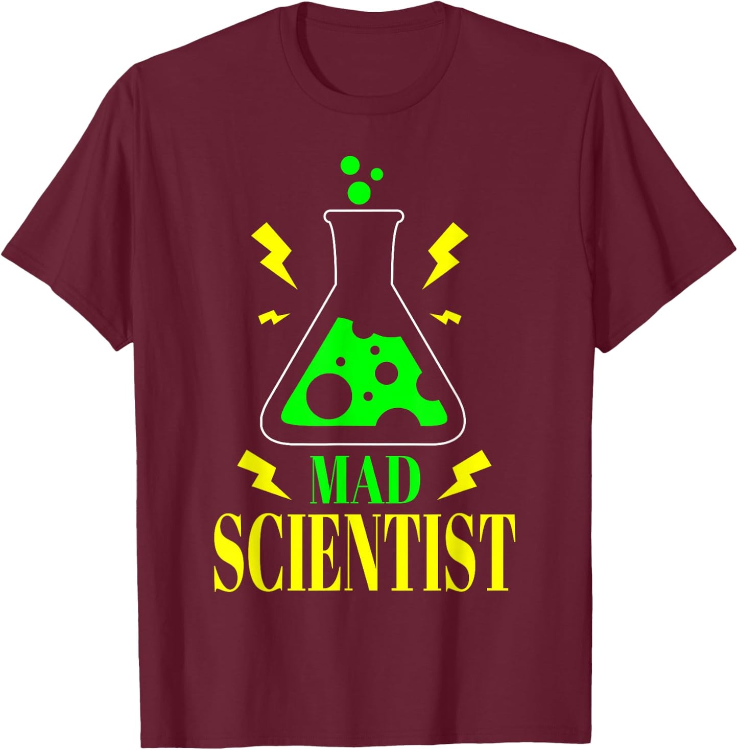 Funny Mad Scientist Men Women Kids Halloween Science Teacher T-Shirt - T-Shirt | Maroon