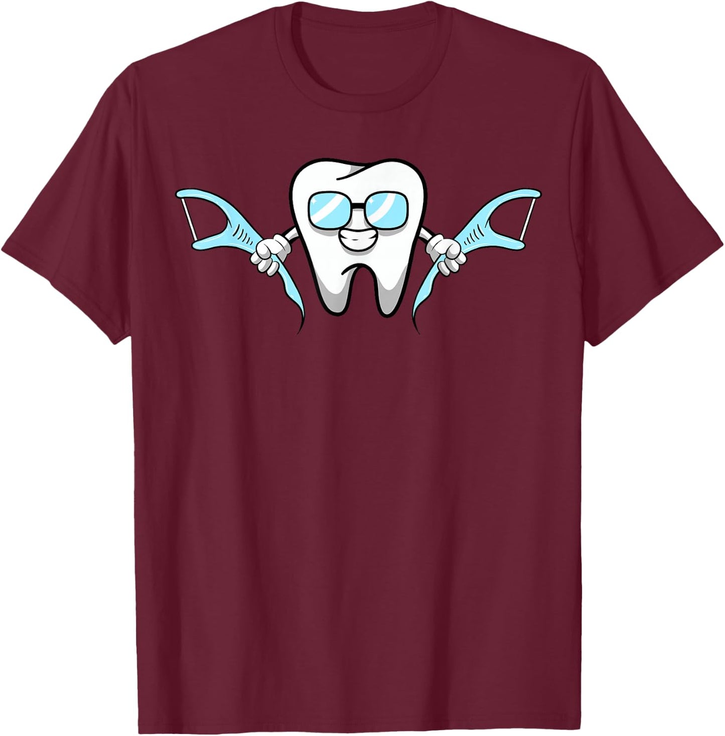 Lazy Costume for Dentist Smiling Cartoon Dental Floss T-Shirt - T-Shirt | Maroon