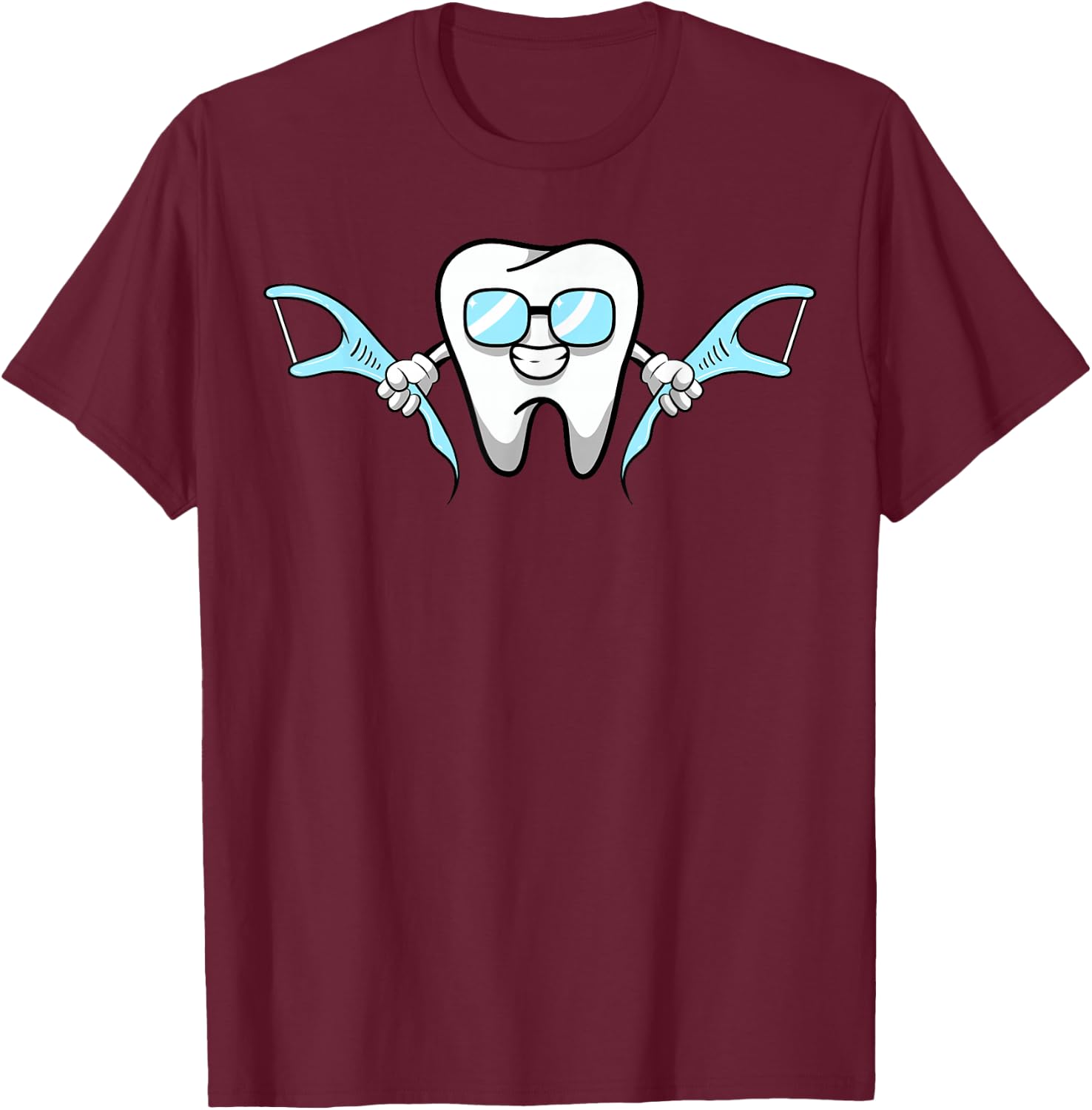 Lazy Costume for Dentist Smiling Cartoon Dental Floss T-Shirt - T-Shirt | Maroon
